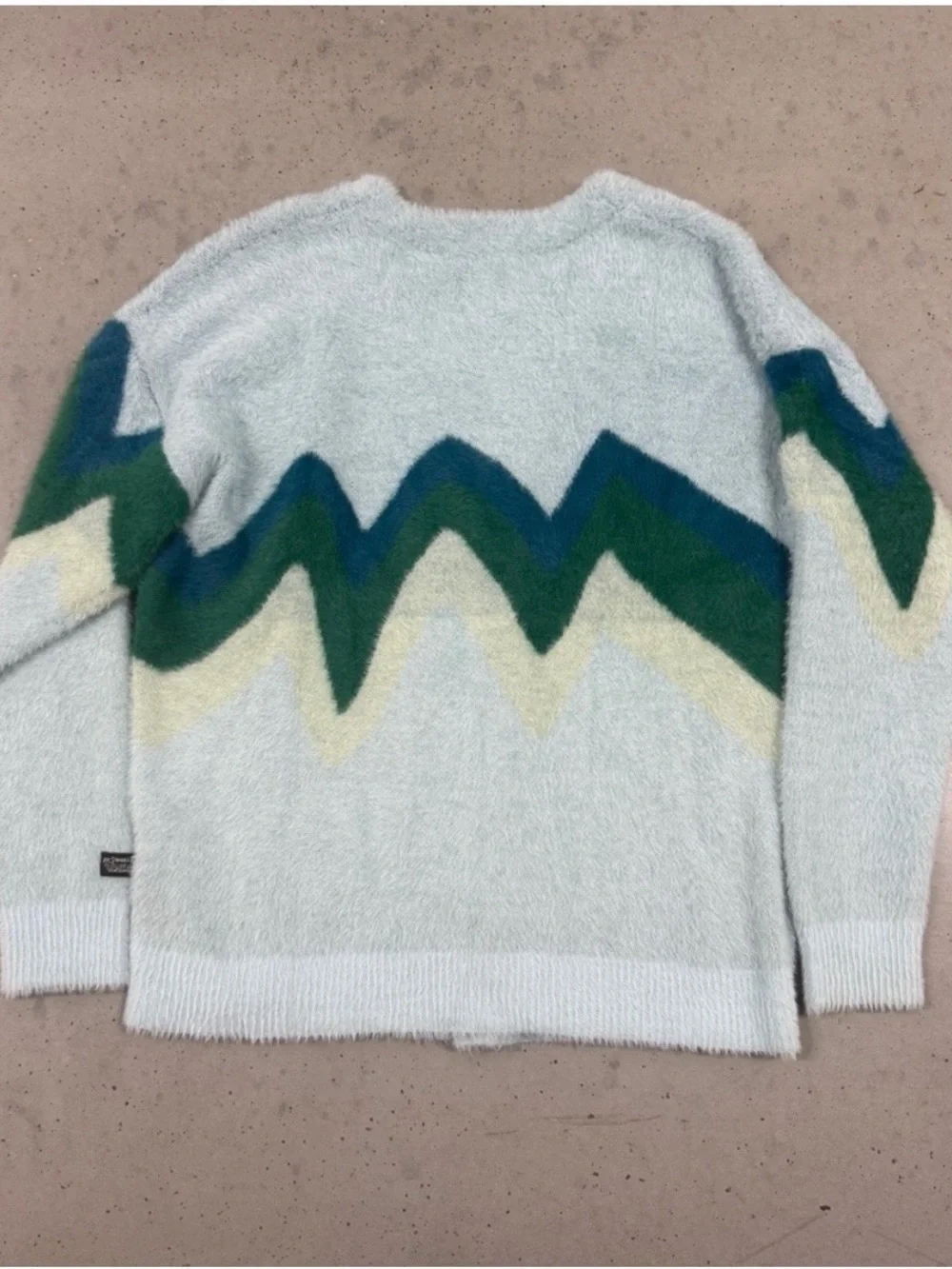 Levi's Light Blue Cardigan with Green and Teal Chevron Detail